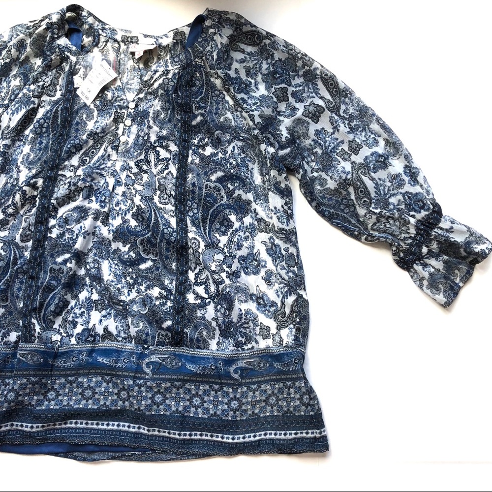 NWT Dress Barn 3/4 Sleeve Quarter Button Up Blouse - Picture 1 of 4